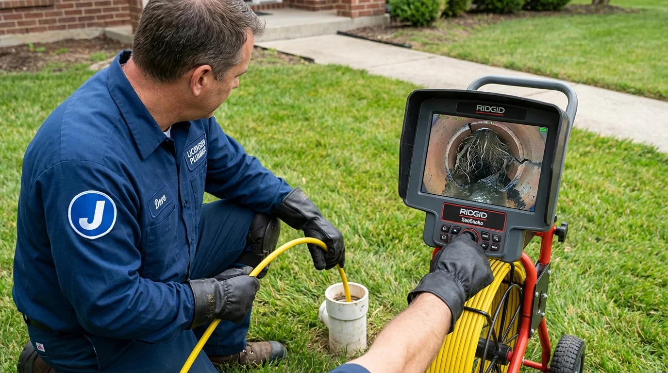 Sewer camera inspection being performed by Johns Plumbing LLC in Neoga